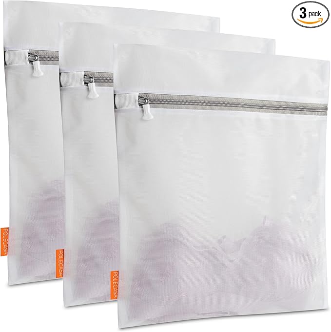 Polecasa 3Pcs Premium Fine Mesh Laundry Bags, 3 Medium 12 x 16 Inches Durable Laundry Wash Bags with Sturdy Zipper for Delicates