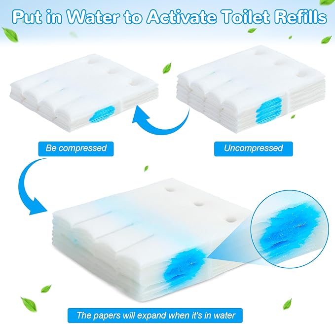 48 Count Flushable Toilet Refills, Disposable Toilet Bowl Paper Bulk, Fresh Flushable Toilet Brush Refill Pads for Toilet and Bathroom, Toilet Brush Accessories (No Handle)