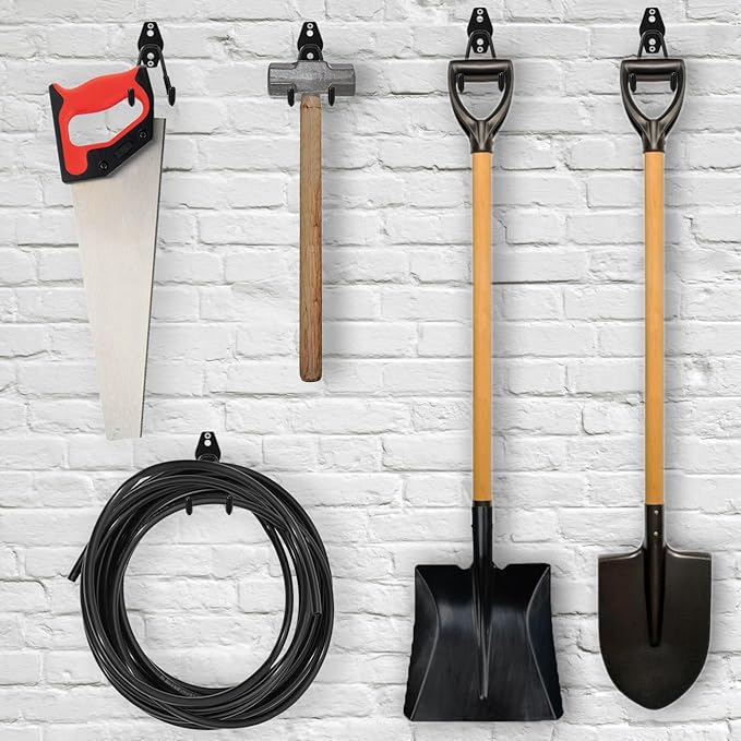 18 Pack Garage Hooks Heavy Duty - Supports 100 lbs, Utility Steel Garage Hanger & Organizer for Organizing Garden Lawn Tools, Ladders, Garden Hose, Digging Shovel, Bikes, Ropes