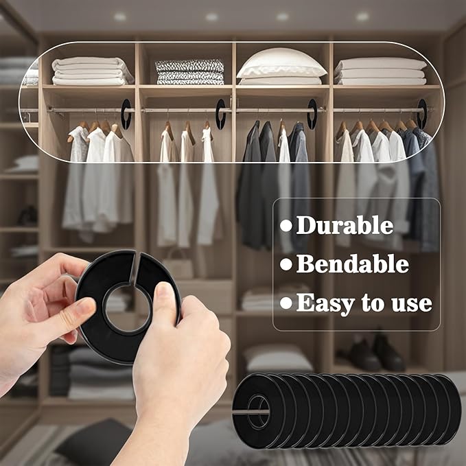 Sukh Baby Closet Dividers 30pcs - Plastic Clothes Organizer Shelf Tags Labels for Clothing Rack Wardrobe Store Warehouse Nursery Must Haves Boutique Supplies Sturdy Durable Flexible No Burrs (Black)