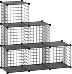 HUBSON Wire Cube Storage Organizer, Book/Toy/Craft/Potted Plants and petCloset Organizers and Storage Shelves?6-Cube Freely Combinable Metal Grids Storage Shelf,Black Plus Iron