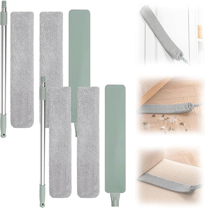Retractable Gap Dust Cleaner – 38" Extendable Microfiber Duster with Bendable & Removable Head, Washable Brush for Easy Cleaning Under Furniture, Appliances & Sofas (2Set)