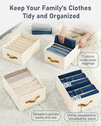 DIMJ Wardrobe Clothes Organizer, Foldable Closet Organizers for Clothing, Fabric Clothes Organizer, Closet Organizers and Storage boxes for Jeans, TShirt, Sweaters, Pants, Underwear, Legging