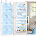 Blue Over the Door Organizer 5 Tiers, Extra Large Behind Door Storage of 10 Compartments, 80 lbs Weight Capacity Hanging Storage Organizer with Clear Window Kids Toys, Shoes, Diapers, Room storage