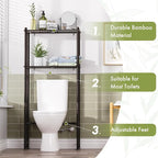 AmazerBath Bamboo Over The Toilet Storage Shelf, 2-Tier Over Toilet Bathroom Organizer Rack, Bathroom Shelves Over Toilet Space Saver, Espresso