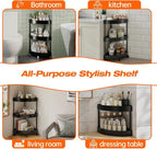 Rolling Cart with Wheels 3 Tier Bathroom Organizer Mobile Shelving Unit Utility Cart Tower Rack Multifunction Utility Storage carts, Kitchen Storage Organizer for Kitchen Laundry Narrow Places, black