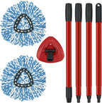 2 Pack Spin Mop Replacement Head,1 Base,4-Section Sturdy Iron Mop Handles Compatible with O Ceda EasyWring RinseClean 2 Tank System Mop,Oceda Mop Refills and Mop Stick 30" to 58" Set to Floor Clean