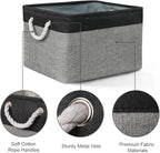 Organization and Storage Bins for Shelves - 17X15X12 inch 2 Pack Foldable Baskets for Organizing, Fabric Storage Cubes with Rope, Storage Box for Decorative Cloth (Black & Grey)