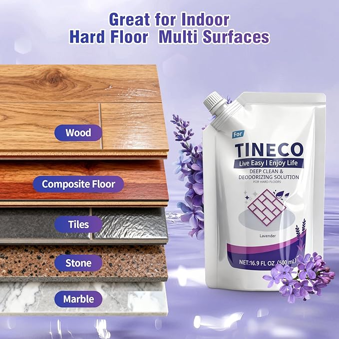 Floor Lavender Cleaning Solution 2 bags Refill, Compatible with Tineco All Series Robot Vacuum Cleaner, Eco-Safe, Streak-Free Formula for Hard Floors, Pet & Kid Friendly