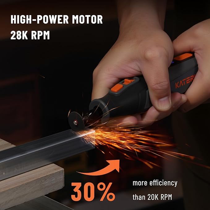 Katerk Cordless Rotary Tool, 4000mAh Battery, 6-Speed, 28000RPM, Rotary Tool Kit with 70 Accessories Light duty Engraving Pen for Sanding, Polishing, Drilling, Etching, Grinding, Wood Carving