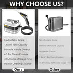 Handheld Steam Cleaner, Portable Steamer for Cleaning with 9pcs Accessories, 6-Level Adjustable Handle, 12s Heat-Up, 1200ml Tank, Steam Cleaner for Home,Dirt,Grout,Tile,Floor,Couch and Car (White)