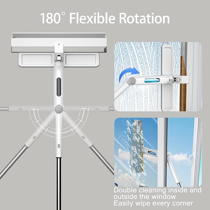 3 in 1 Window Cleaning Squeegee.Includes 9.6 inch Window Rubber Squeegee, Window Cleaning Tools,Cleaning Spray Bottle.37.8-51 inch Extension Rod.for Cleaning Windows, Bathroom Glass,Tile Walls