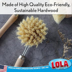 Lola Products Replacement Large Head for The Original Tampico Vegetable & Dish Brush, Birchwood & Poly Bristles, Reusable & Washable, 1 Pack