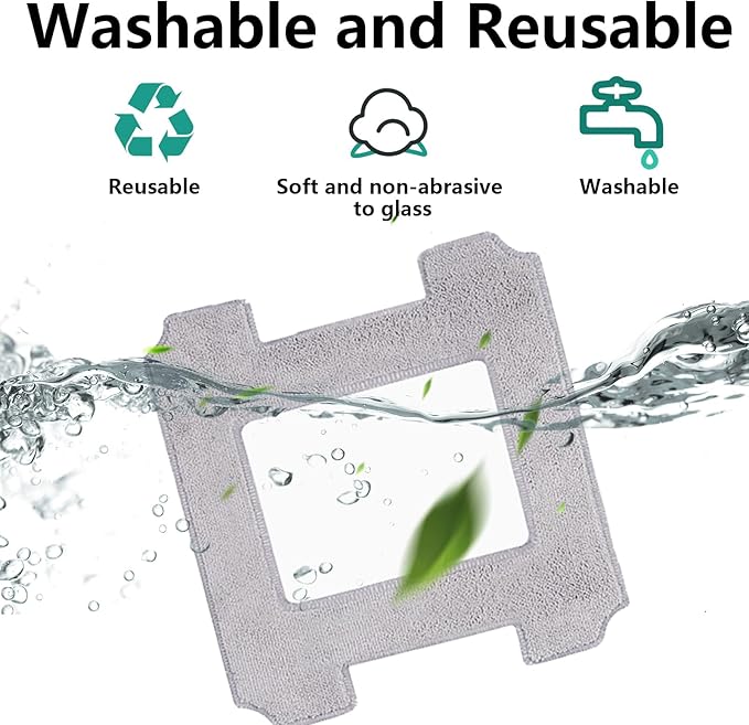 Cleaning Rag for Ecovacs Winbot W2 Omni, W1 Pro, W1 Window Vacuum Cleaner Robot, Washable and Reusable W2 Omni Mop Cloth W1 Mop Pad Accessories 9 Pcs