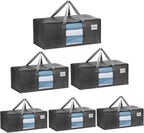 VENO 6 Pack Moving Bags Extra Large Storage Bags for College Move-In, Heavy-Duty Storage Totes, Packing Boxes, and Wardrobe Moving Supplies - Durable Laundry Bags for Clothes (Gray w/Window, 6 Pack)