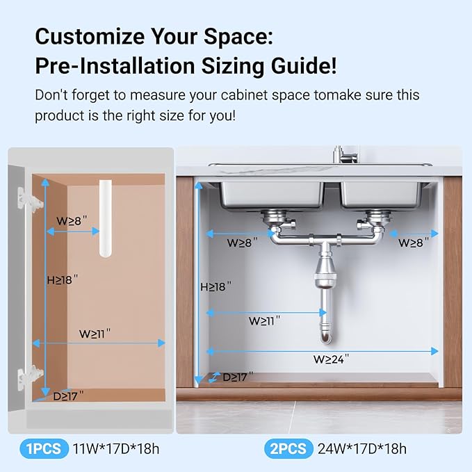 Under Sink Organizer, 2-Tier Metal Under Sink Organizers and Storage, Slide Out Pull Out Cabinet Organizer for Kitchen, Bathroom, Pantry, Laundry, Study, Black