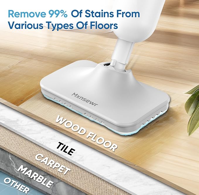 Steam Mop All-in-one Multi-Functional Powerful Steam Cleaner, Handheld Detachable Floor Steamer with 2 Steam Level, 380ML Water Tank & 23FT Power Cord for Floor Cleaning, Bathroom,Clothes, Furniture