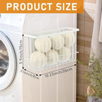 Magnetic Dryer Ball Holder for Laundry Room Dryer Ball Organization, Magnetic Lint Bin for Laundry Room Wool Dryer Ball Organizer, Iron Dryer Ball Container for Laundry Room Storage（White）