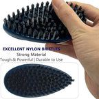 Small Scrub Brush with Nylon Bristles - Heavy Duty Cleaning Brush for Bathroom, Kitchen, Grout, Tiles - Non-Slip Teardrop Handle & Hangable Design - Deep Blue