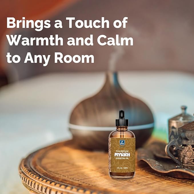 Myrrh Essential Oil 4 Oz, 100% Pure Natural Myrrh Oil for Diffuser, Skin, Hair, Body & Face, Massage, DIY & Home Use