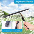 Quntis 12 Inch Squeegee for Shower Glass, Black Shower Squeegee with Adhesive Hooks Heavy Duty, Non-Slip Long Handle, Spare Blade, All-Purpose Squeegee Cleaning for Bathroom Doors Car Window