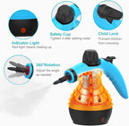 MLMLANT Handheld Steam Cleaner, Multipurpose Portable Upholstery Steamer with Safety Lock and 9 Accessory Kit for Carpet, Couch, Clothes, Mattress, Car Seats, Kitchen, Floor Steamer Cleaning, Blue