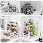 2 Pack Under Sink Organizer, 2-Tier Heavy Duty Metal Pull Out Cabinet Organizer Slide Out Sink Shelf Organizer Height Adjustable, Multi-Purpose Storage Shelf for Kitchen Bathroom (Sand, 1 Pack)