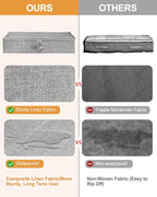 Under Bed Storage, 2 Pack Underbed Storage Container Bags With Lid, Foldable Sturdy Clothes Storage Drawer Organizer W/ 3 Handles, Ultra Thick Fabric Blanket Shoe Storage Box, 30x15x6.7inch, Grey