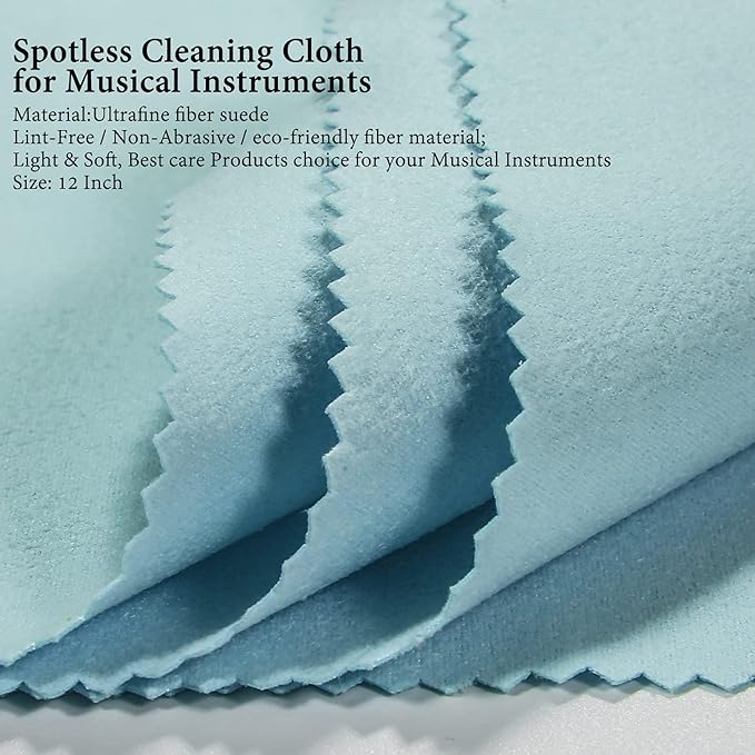 Hricane Guitar Cloths Ultrafine fiber suede (8-Pack 12"x12") Plush Polishing Cloths for Musical Instruments Premium Polishing & Cleaning Cloths for Guitar Violin Piano Clarinet Trumpet Sax Universal