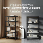 HOMEDANT House 5-Tier Metal Boltless Rolling Cart Shelf Rack Casters Heavy Duty Wheel Shelving Unit Adjustable Utility Storage Shelves Organizer Shelf Kitchen Garage 48.1" W x 18.5" D x 75.4" H 2Pack