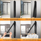Wall Mounted Clothes Drying Rack-Foldable Indoor Laundry Rack,Space Saving Collapsible Clothes for Bathroom, Dorm, Apartment, RV, Laundry Room Organization.(Black-Aluminum)