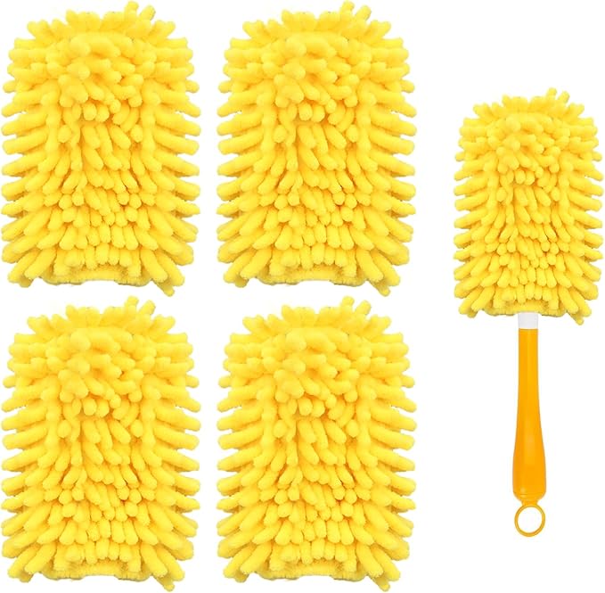 Reusable Duster Refill Compatible with Swiffer Hand Duster, 360 Heavy Duty Duster Refills, Microfiber Washable Dusters Refills for Swiffer Duster Extended Handle, 4 Pack (Handle is Not Included)