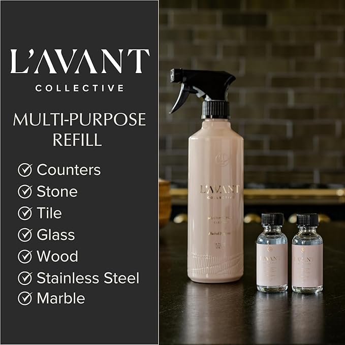 L'AVANT Collective Multipurpose Surface Cleaner Refill (Pack 3) | Provides a Powerful Clean to Remove Grease & Grime | Notes of Bergamot, Orange Blossom, Amber, Cedar | Blushed Bergamot Scent 3 x 1oz