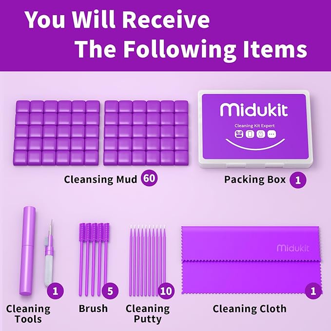 Cleaner Kit for Airpod, Earbud Cleaning Putty, Cleaning Kit Compatible with Airpods iPhone, fits Earbud Phone Ear Wax Dirt, Cleaning with Putty, Cleaning Pen, Microfiber Cleaning Cloth & Brushes