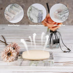 2 Pcs Soap Holder for Bathroom, Marble Soap Dish for Kitchen Countertop, Tray with Creative Wavy Design, Soap Saver for Bath Tub, Sponges, Italian Natural Stone(Bianco Palomino)