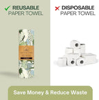 Reusable Paper Towels (12"x10”) - Soft Absorbent 100% Cloth Paper Towels- Washable Paper Towels Rolls w/Cardboard Roll - Napkins Washable - Dish Cloths (Cactus, 12x10inch)