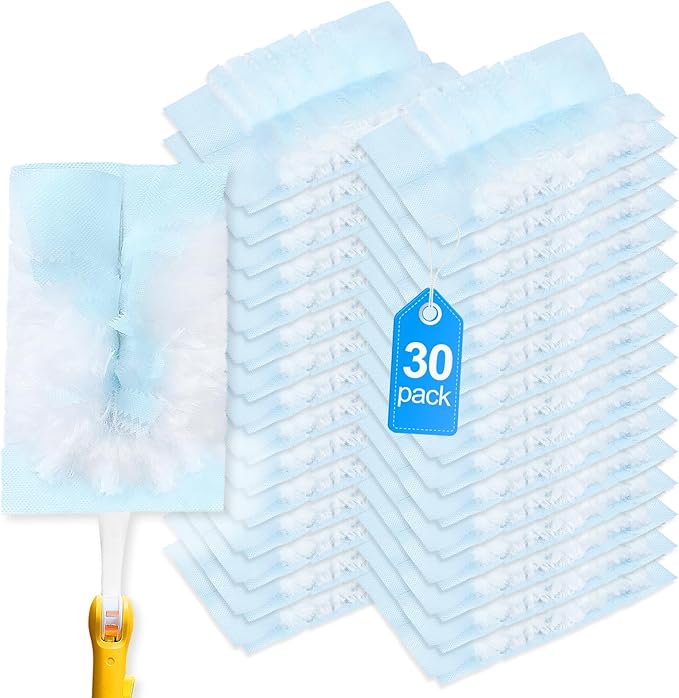 Duster Refill Compatible with Swiffer Hand Duster, 30 Count Unscented Disposable Heavy Duty Duster Refills, Dusters Refills for Cleaning, Blinds & Ceiling Fan (Handle is Not Included)
