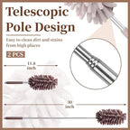 2 PCS Car Interior Duster with Extension Pole, Microfiber Car Dusters with Bendable Head, Cars Duster Exterior&Interior Scratch Free, for Cleaning of Vehicle Details, Offices, Window, Furniture(Brown)