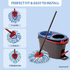 Cedar Mop Replace Head for RinseClean 2-Tank System, Microfiber Spin Mop Refills, Easy to Replace, Include 3 Mop Replace Heads, 1 Extra Mop Replacement Base