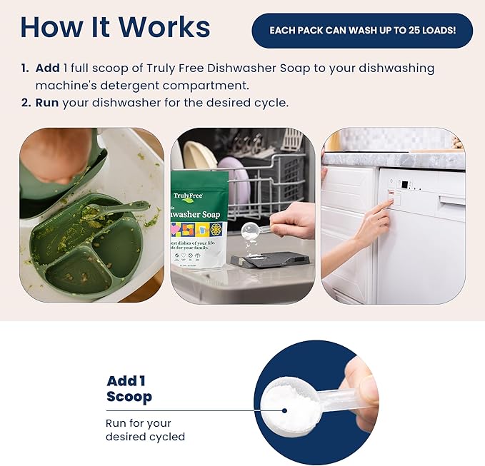 Automatic Dishwasher Detergent Powder - Concentrated Dishwashing Detergent, Dish Soap, Hard Water Stain Remover, Kitchen Cleaning Supplies, No Harmful Ingredients - 12.5 oz (Pack of 2)