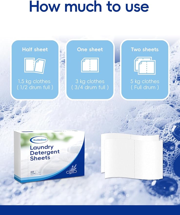 Laundry Detergent Sheets – 60 Loads - Quick Dissolve, No Residue - Lightweight, Eco-Friendly & Travel Size Laundry Sheets - Linen