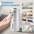 Automatic Foaming Soap Dispenser 12.8oz, Rechargeable & 6 Levels Foaming Adjustable with Digital Display, Wall Mount, Waterproof, Touchless Hand/Dish Soap Dispenser for Kitchen, Bathroom, Hotel