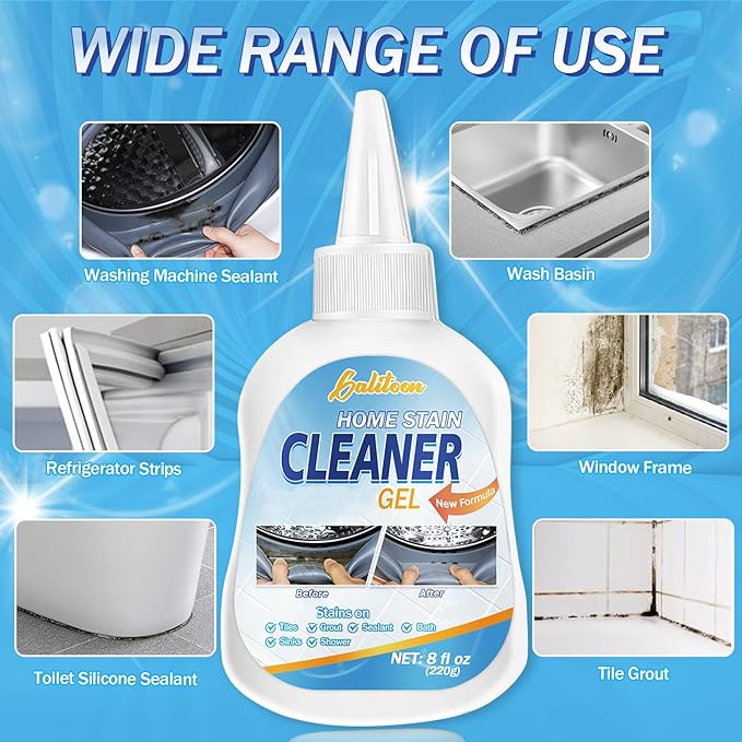 Mold Stain Cleaning Gel, 8 Fl Oz Washing Machine Cleaner, Household Grout Cleaner for Washing Machine, Refrigerator Strips, Best for Home Sink, Kitchen, Showers