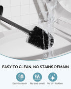 Toilet Brush and Holder Set, Stainless Steel Toilet Bowl Brush with Lid, Rust Proof Toilet Cleaner Brush with Caddy, Durable Bristles, Splash Proof, Ideal for Bathroom（1 Pack, Matte Black）