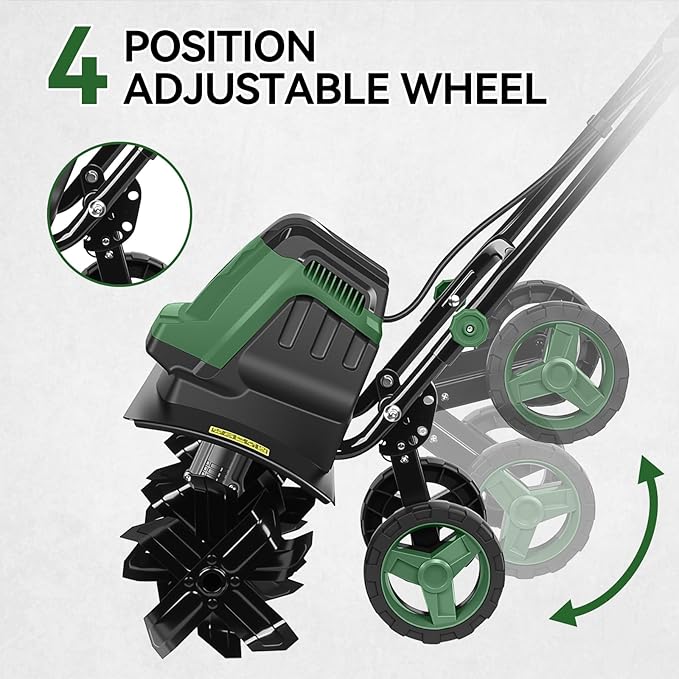 18-INCH Electric Tiller, 15 Amp Cord Cultivator with 6 Steel Tines, Foldable Handle & Adjustable Wheels for Soil Digging