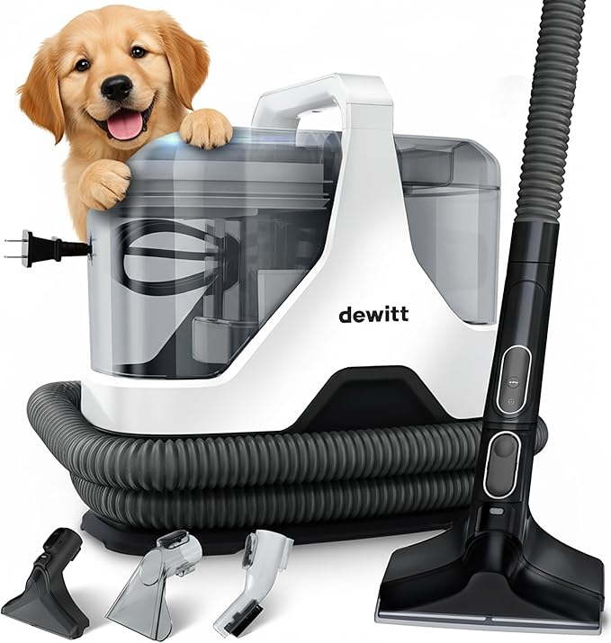DeWitt Spot Genie Pro Portable Carpet Cleaner Machine, Upholstery Cleaner – Lightweight 7.7lb Pet Stain & Odor Remover with 4 Cleaning Tools, Compact Design for Home, Car, and Furniture
