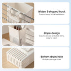 2PCS Utensil Drying Rack Hollow-Out Plastic Silverware Drying Basket with Hooks Utensil Caddy for Spoon Knife and Fork