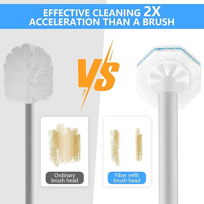 50 Count Disposable Toilet Brush Refills for Clorox Toilet Wand Refills, Compatible with Clorox Wand Refills for Toilet and Bathroom Cleaning