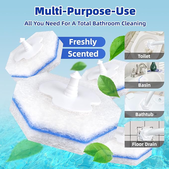 KOKL 60pcs Disposable Toilet Brush, Disposable Toilet Bowl Cleaners for Bathroom Cleaning, Compatible with Most Toilet Brushes