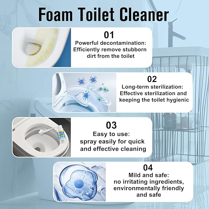 2PCS Foam Toilet Cleaner,New Powerful Toilet Bowl Cleaner,Advanced Bathroom Cleaner for Home,Powerful Instant Bowl Cleaners for Toilets Squatting Pans